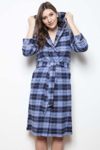 Kiev Brushed Check Hooded Robe